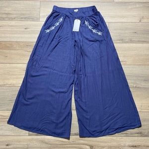 Roxy Womens Western Sunset Wide Leg Gaucho Pants Size‎ Medium Blue Lightweight